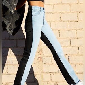 REVICE Black and Light Blue Straight Leg Jeans